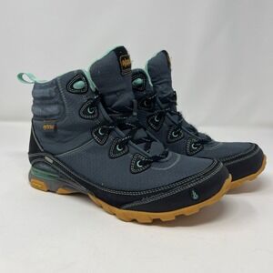 Ahnu Sugarpine Waterproof Hiking Boots Women's 10 Teal Gray Lace-Up Vibram Trail